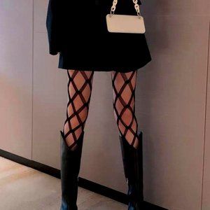 Black Diamond Pattern Fishnet Pantyhose Tights Fishnet Stockings